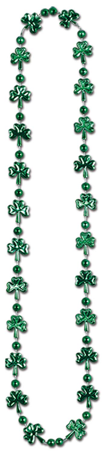 Beistle Supplies Plastic Novelty Shamrock Beaded Necklace For Happy St Patrick?S Day Party Favors, 33'', Green