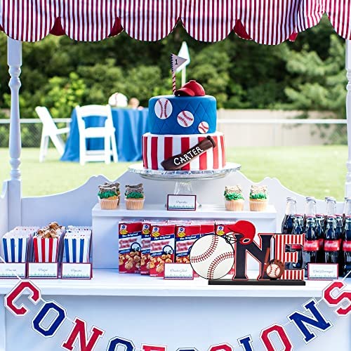 Haooryx Baseball Wooden Table Centerpiece - One Letter Sign Wooden Table Centerpiece Kids' First Birthday Decoration My Rookie Year Sport Arty Supplies One Year Old 1St Birthday Baby Shower Photo Prop