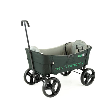 Creative Outdoor Wagon Buggy Transformable Bench Cart For Kids And Cargo - Multi Purpose All Terrain Child Safety, Activated Breaks, Removable Canopy (Black)
