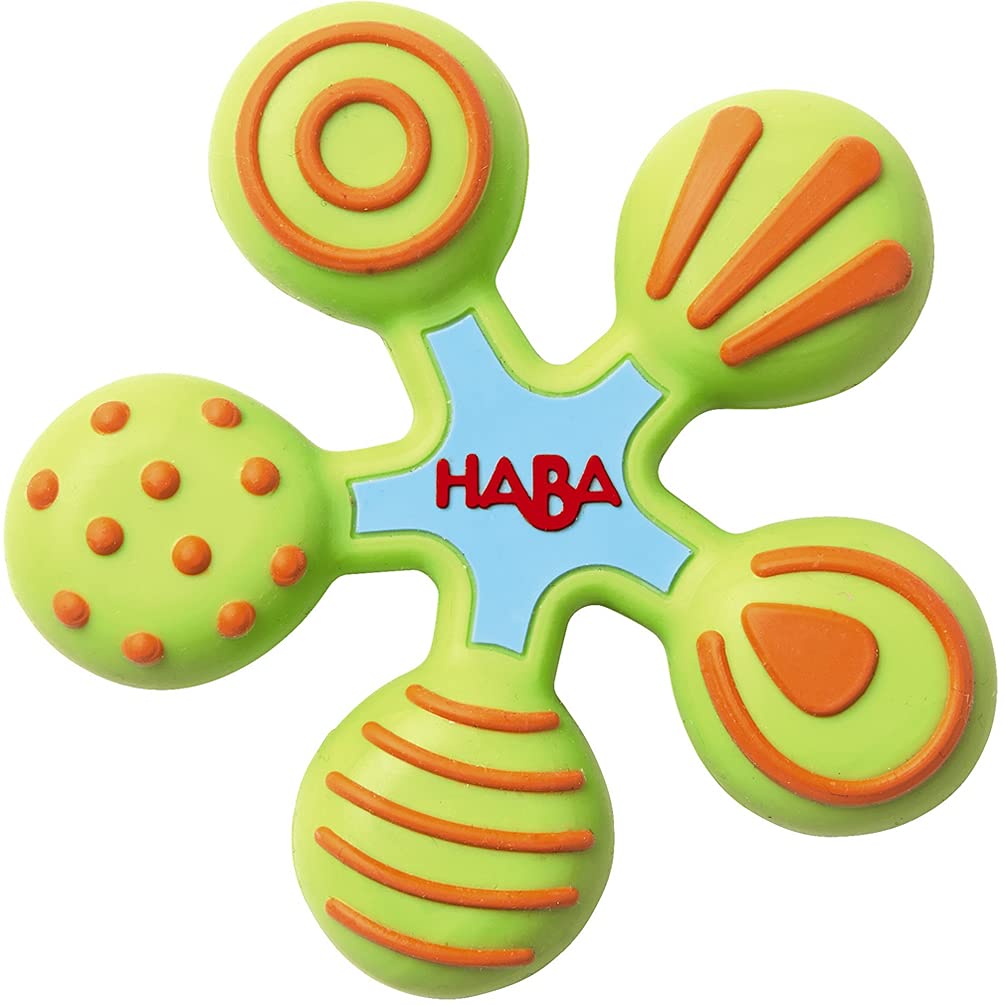 Haba Silicone Teethers For Babies 6-18 Months - Star Design Silicone Teether Ring And Grasping Toy For Safe Sensory Development - Dishwasher Safe Baby Essentials