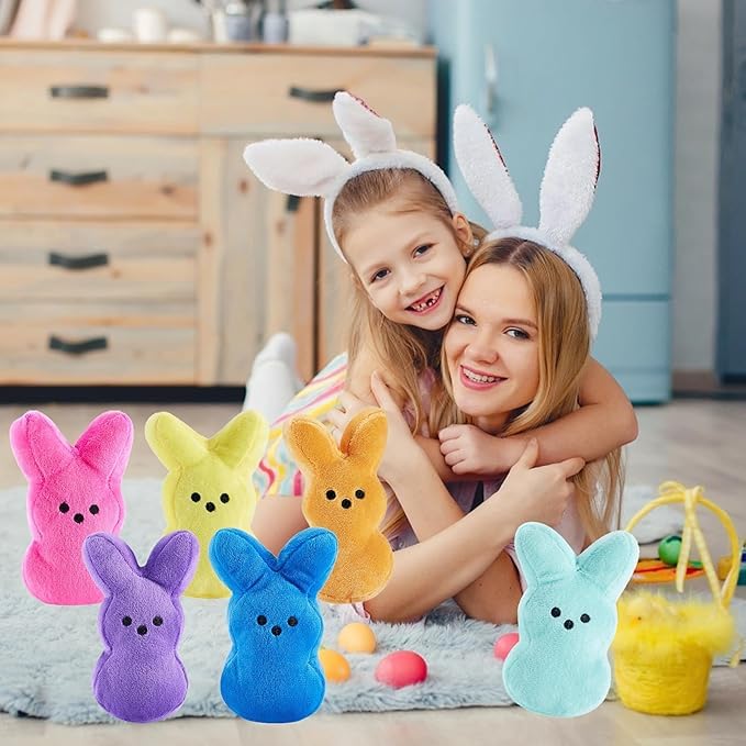 BOMBPARK 12PCS Cute Bunny Plush Toys,Easter Basket Stuffers Toys for Kids,Bunny Stuffed Animals,Easter Party Favors Gift for Gir