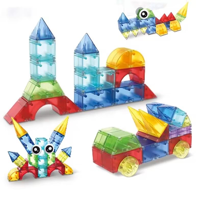 Anvie & Abeer Set Of 40 Pcs Of 3D Magic Magnetic Blocks, Diy Building Set, Colorful Magnetic Blocks For Kids | Creative Stem Con