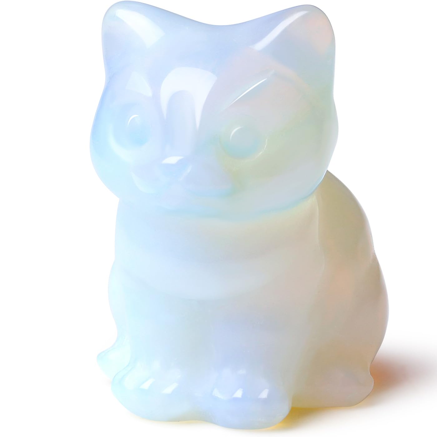 Duqguho Cat Decor Opal Cat Crystal Figurines Crystals Gifts For Cat Lovers Men Women Lucky Cute Cat Statue For Room Desk Decor 1