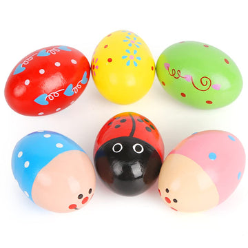 Sallyfashion 6 Pcs Wooden Percussion Musical Egg Maracas Egg Shakers For Party Favors Classroom Prize Supplies Musical Instrument
