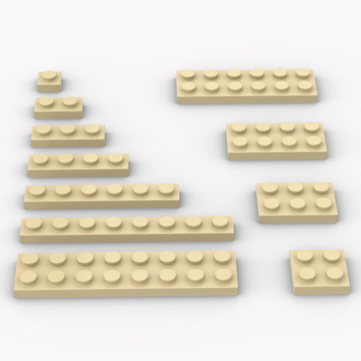 300 Piece Tan Building Plate Bulk Assortment Pack, Tan Small Base Plate Accessories For Building With 12 Size, Compatible With L