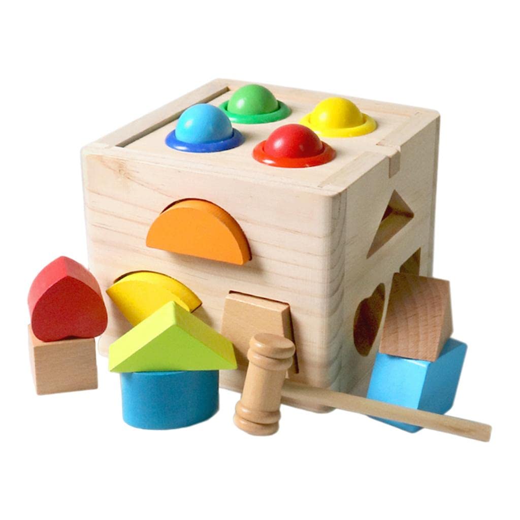 Merishopp Wooden Shape Mathching Sorter Puzzle Development Toys For Ages 24|1 Set Montessori Wooden Shape Sorter