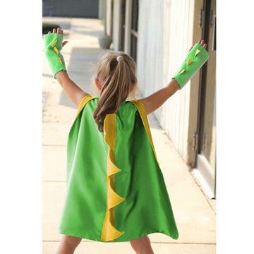 Qiaoniuniu Dinosaur Dragon Cape And Gauntlets Halloween Costume Boy Girl Toddler Dress Up Clothes 2-6 Years Old Color Green