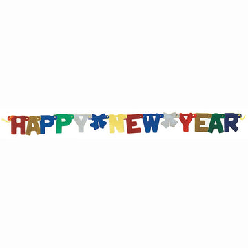 Unique Metallic New Year Jointed Banner - 4 | Multicolor | 1 Pc