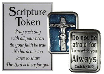 Ganz Holy Scripture Double Sided Pocket Charm with Story Card (Isaiah 41:10)