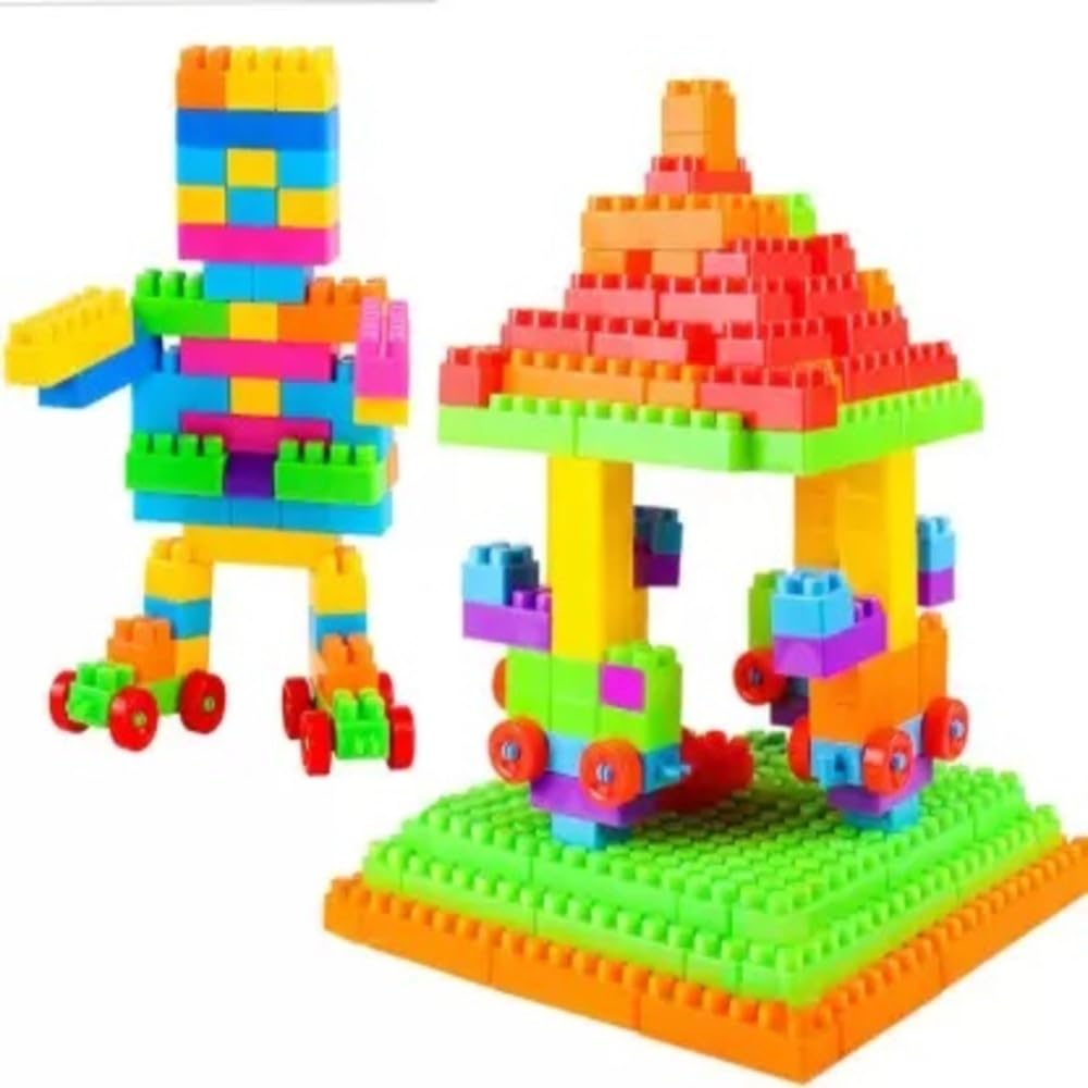 Satsun Smile 60+ Pcs Building Blocks Toy Set For Kids Creative & Intellectual Block Toys (Multicolor)