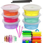 Promote Trader 6 Crystal Slime And 12 Air Dry Clay Combo With Free Glitter, Paper Straws And Tools For Kids Boys And Girls Age 3