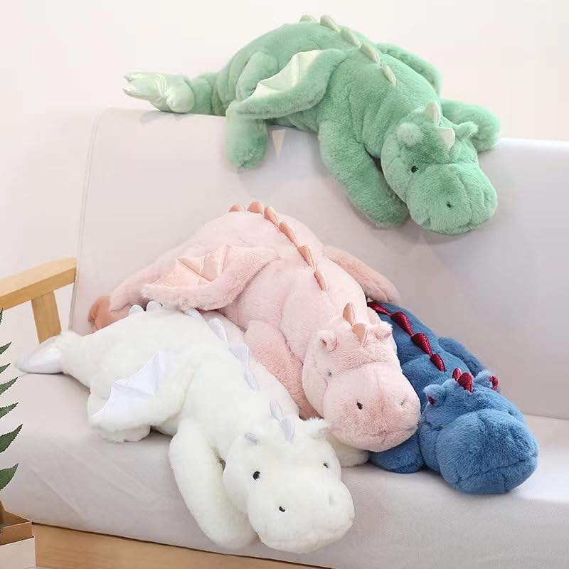Ololele Dragon Stuffed Animal, 27.6Inches Small Plush Dragon Toy For Kids, Pink White Green And Blue Available.Very Cute Plushie