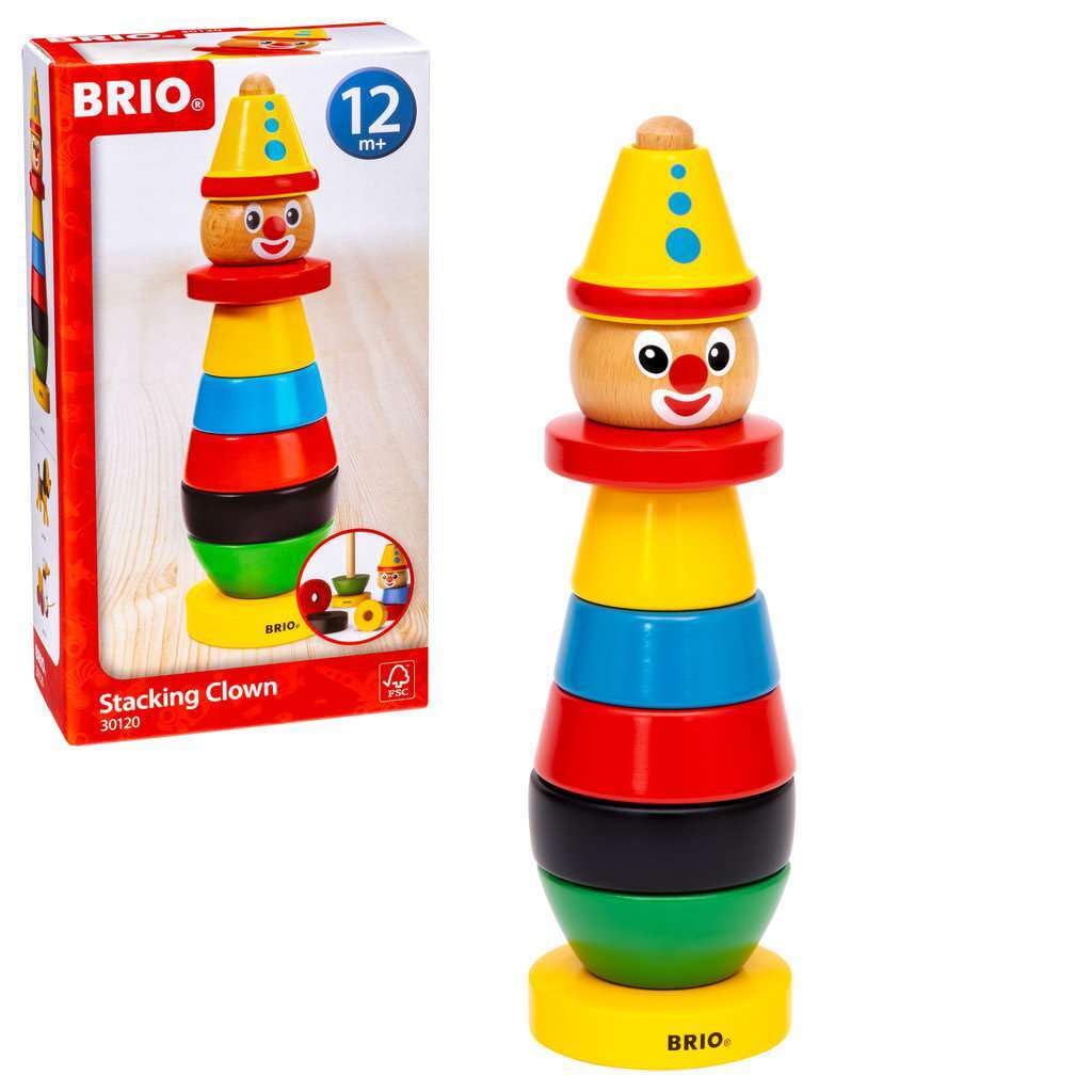 Brio Stacking Clown - 9 Piece Wooden Toy for Kids Ages 1+ - Multicolor - Model 30120
