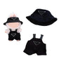 Clothes for Labubu(NO Doll)   Hat & Overalls Set for Labubu Clothes 15cm/17cm Dolls Accessories Suit  Doll Outfit Stylish Clothes(Black)