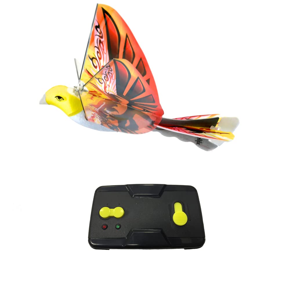 MUKIKIM eBird Orange Phoenix - Flying RC Bird Drone Toy for Kids. Indoor/Outdoor Remote Control Bionic Flapping Wings Bird Helic
