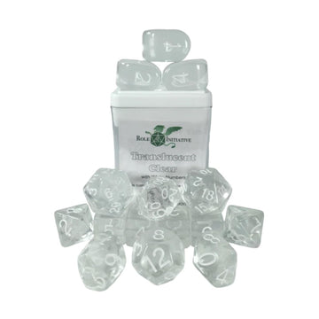 Role 4 Initiative Polyhedral Dice - Translucent Clear W/White, Arch'D4 (15)