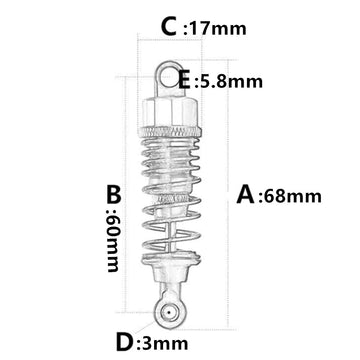 Aluminum Oil Filled RC Shock Absorber 55mm for Tamiya Tt-01 Mf-01x 1/10 RC Car Upgrade Part 4 pcs/set(Yellow)