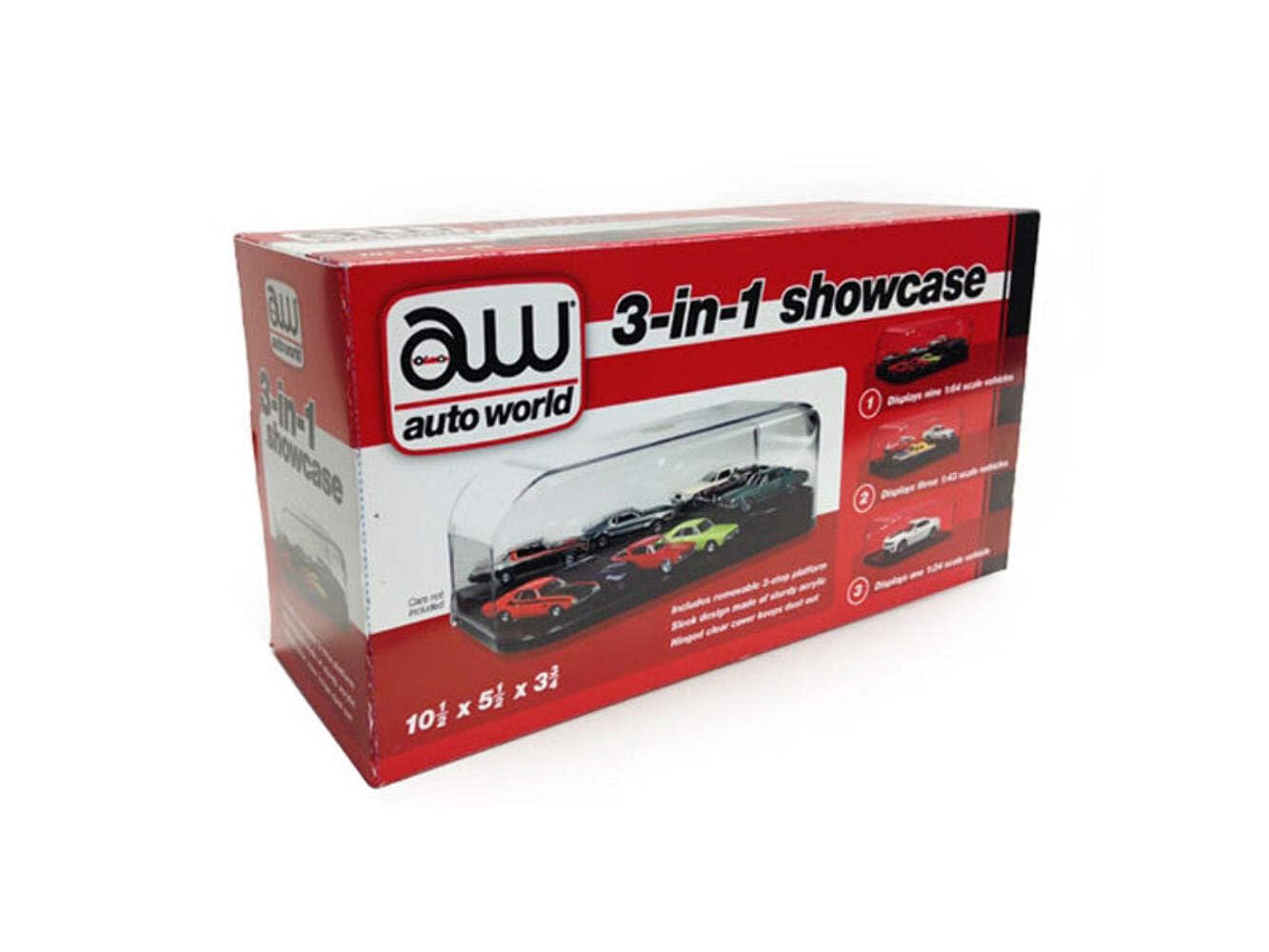 Auto World - 3 In 1 Display Case (Interchangeable Inserts) 10.5'' X 5.5'' X 3.75'', 1:24 (Awdc004)