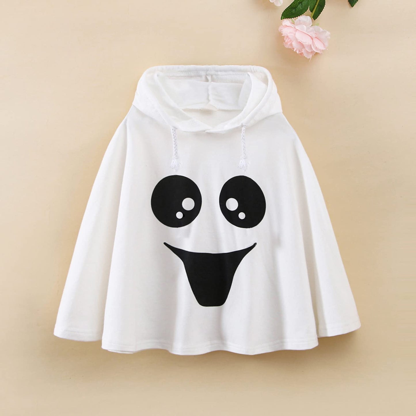 Cevoerf Toddler Baby Boys Girls Halloween Costume White Ghost Face Cloak Cape Party Cosplay Robe Ghost Costume