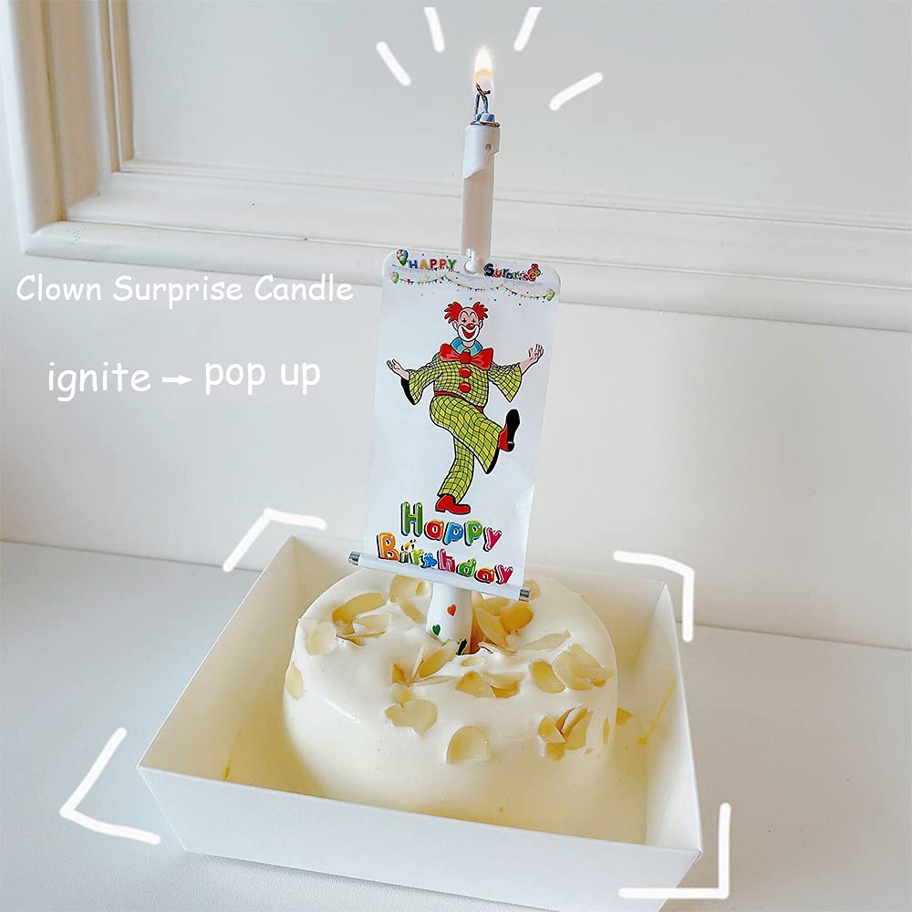 Clown Surprise Candle, Surprise Banner Birthday Candle, Circus Troupe Clown Cake Cupcake Candle, Creative Special Birthday Candl