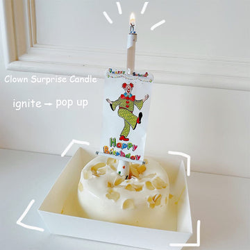 Clown Surprise Candle, Surprise Banner Birthday Candle, Circus Troupe Clown Cake Cupcake Candle, Creative Special Birthday Candl
