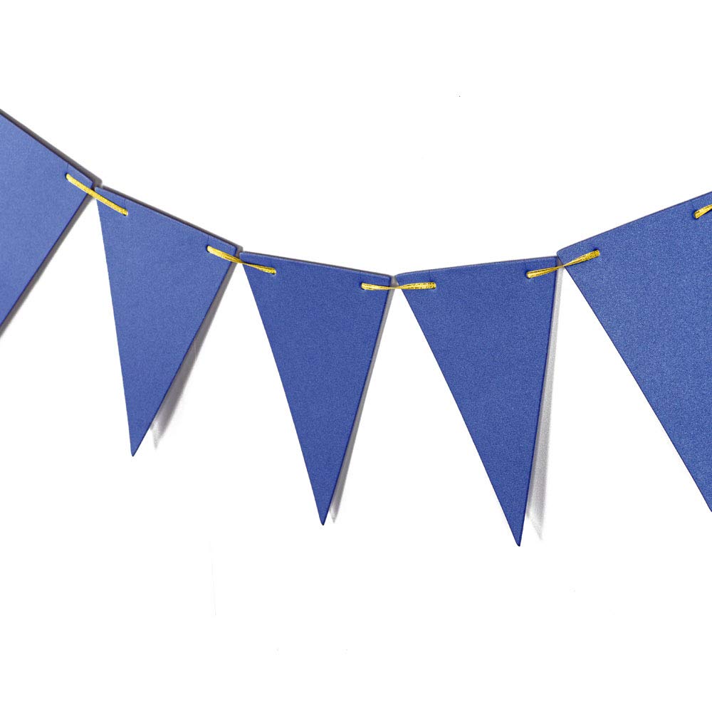 Zooyoo 20 Feet Blue Glitter Pennant Banner, Paper Triangle Flags Bunting For Baby Birthday Party, Wedding Decor, Baby Shower, 30