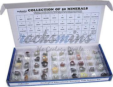 Rocksmins Mi50Pt Minerals Collections Set Of 50 Minerals Identification Kit Educational Teaching Aids For School College Student