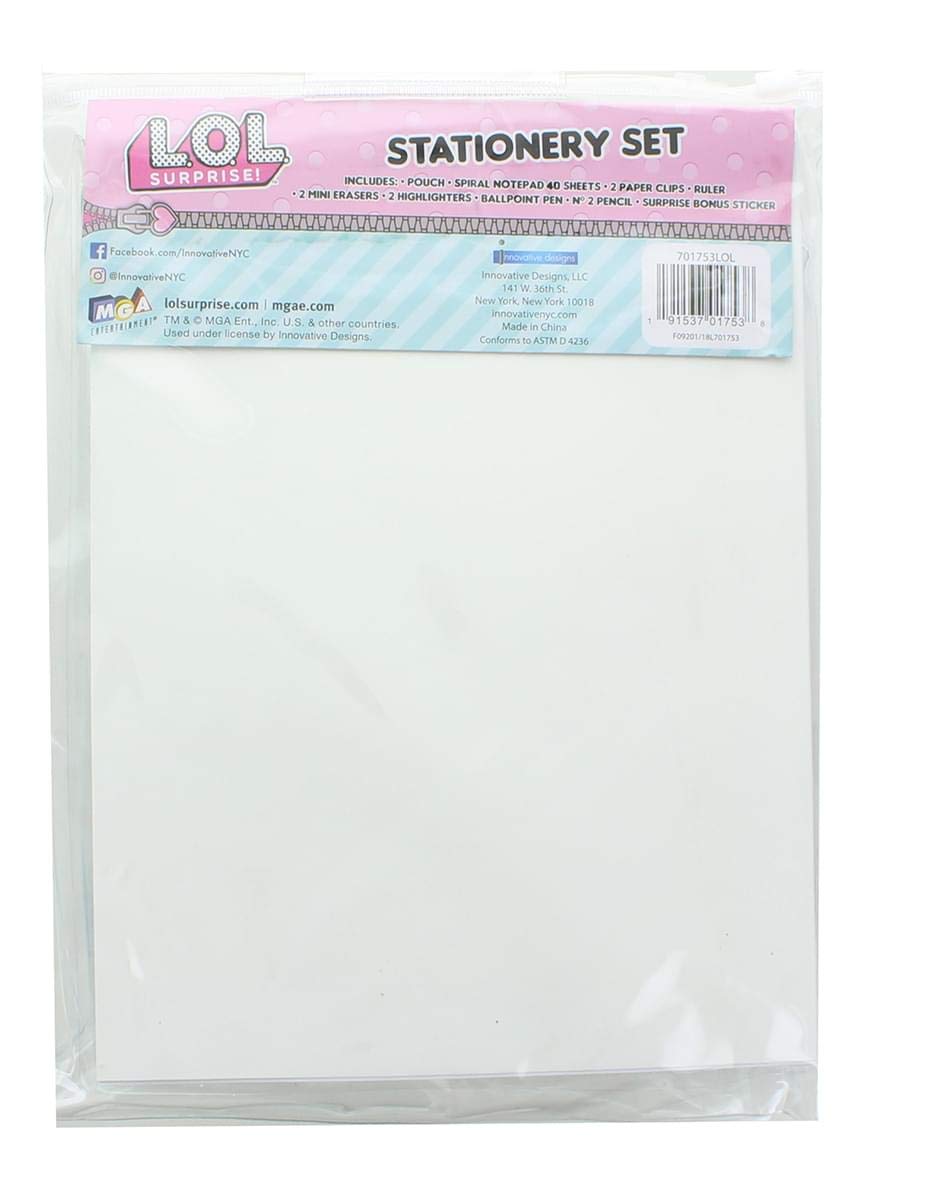 Lol Surprise! 10Pc Stationery Set In Bag Eraser Highlighters Pencil Ruler