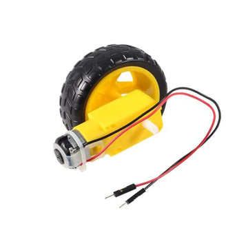 AEDIKO 4 Sets TT Motor DC 3-6V Gearbox Motor Dual Shaft 200RPM Ratio 1:48 Motor with Tire Wheel Kit for Arduino DIY Smart Car Ro