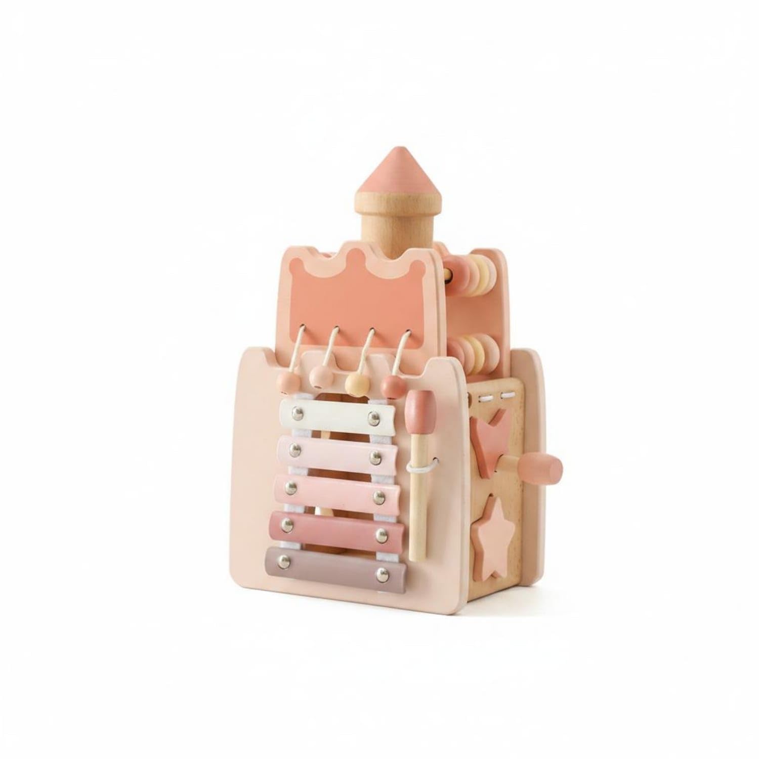 Zoomella MultiFunctional Shape Sorter Castle Toy Educational CastleShaped Activity Hub Early Learning Xylophone Busy Board Fin