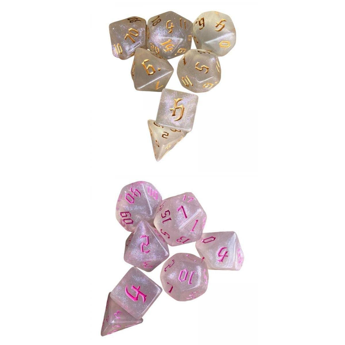 CALANDIS 14Pcs Acrylic Polyhedral Dices Toys Math Teaching for Parties Table Games | Game Pieces Parts | Games