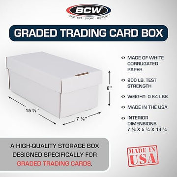 Bcw 1Ct Graded Shoe Box | Cardboard Card Storage Box Holds 300 3X4 Toploaders | 100 Graded Cards | Psa, Bgs, Sgc Compatible | Sp