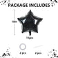 TONIFUL 15Pcs 18 Inch Large Black Star Shape Foil Balloons Big Black Stars Helium Mylar Ballons for Birthday Wedding Baby Shower