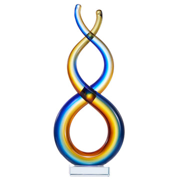 Luxury Lane Hand Blown Wave Sommerso Art Glass Scultpure 14.5 Inch Tall