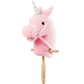 Hollyhome Plush Unicorn Stick Horse With Wood Wheels Real Pony Neighing And Galloping Sounds Plush Toy Pink 37 Inches(Aa Batteries Required)