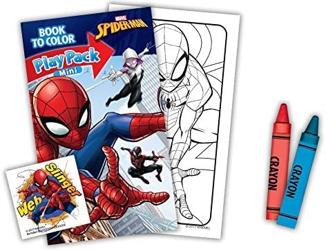 Spiderman Play Packs | Spider-man Party Favors | Spiderman Mini Play Packs | Includes Mini Coloring Book, 2 Mini Crayons and a S
