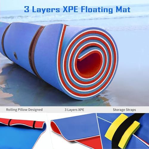 HOMEER Water Floating Pad, 11x5 FT Floating Mat 3-Layer Floating Foam Pad Lily Pad Floating Mat for Swimming Pool, Beach, Lake(B