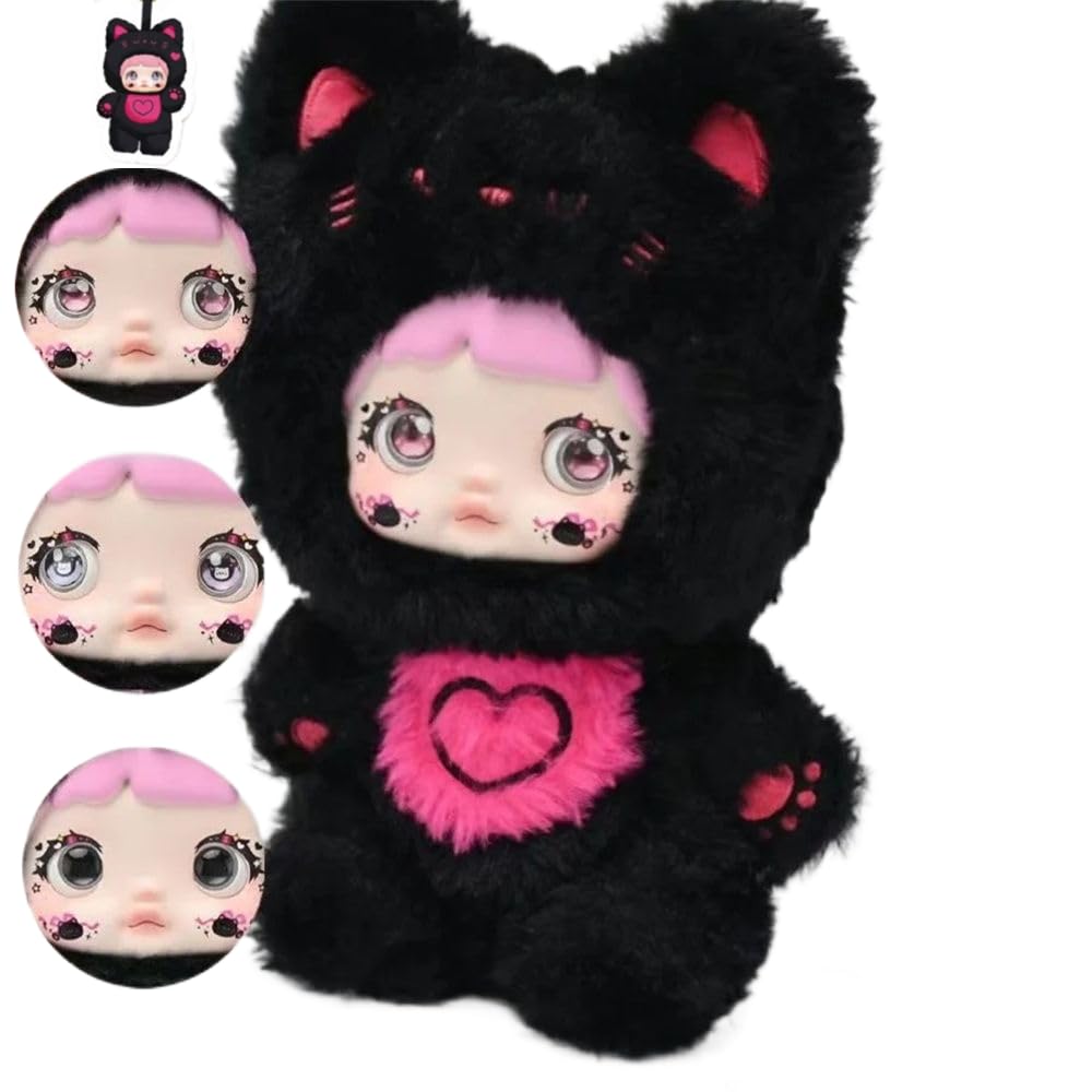 Shopular Nommi Blind Box Opened Plush Doll Nommi Loveliness Never Ends Series Confirmed Kawaii Plushie Charm Doll Cute Xmas Collectible Birthday Gift (Black Cat)