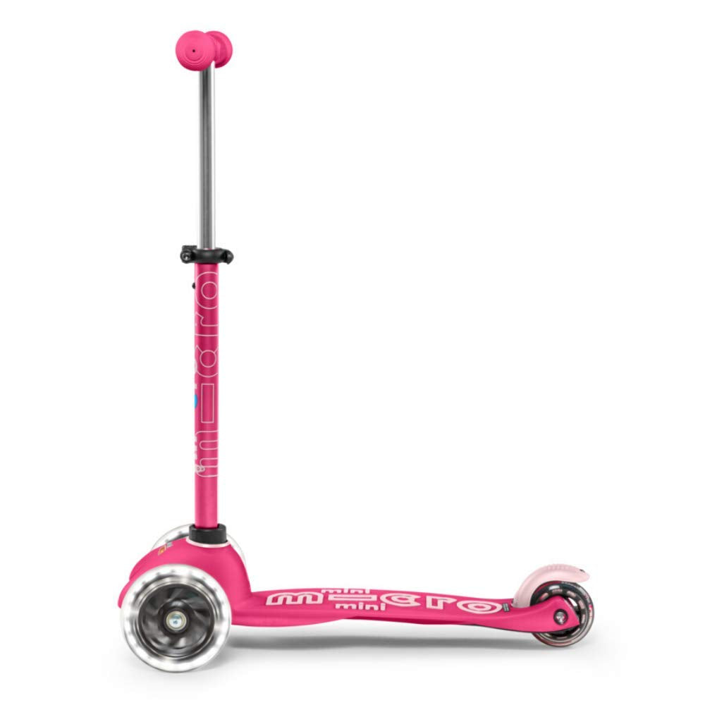 Micro Mini Deluxe LED Scooter, Pink, 2-5 Years, 48-68 cm Height, ABEC9 Bearings, Non-Slip Platform, Model MMD075