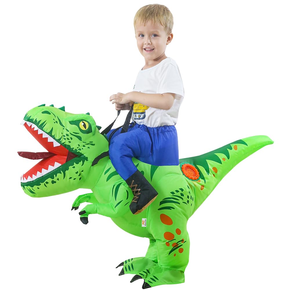 Mt Mengtong Halloween Costume Inflatable Dinosaur Costume Kids Riding T Rex Blow Up Funny Party For Boys/Girls(4-6Y)