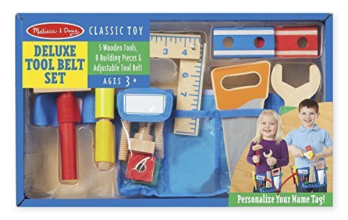 Melissa & Doug Deluxe Tool Belt Wooden Play Set & 1 Scratch Art Mini-Pad Bundle (05174)