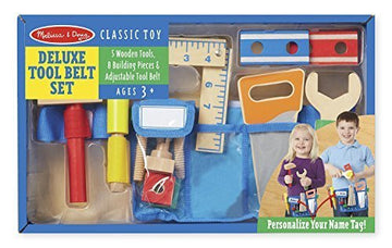 Melissa & Doug Deluxe Tool Belt Wooden Play Set & 1 Scratch Art Mini-Pad Bundle (05174)