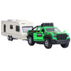 Pickup Truck Trailer Towing Toy Camper 2 in 1 Playset RV Motorhome Toys for Boys Diecast Model Car Metal Pull Back Toy Cars 1/36