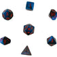Chessex Manufacturing Chx26458 Black & Starlight Blue Cube Gemini No7 Dice  Red Numbers - Set Of 7