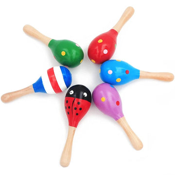 Anekoul 6 Pcs Mini Wooden Maracas, Colorful Wooden Maracas Wood Festival Maracas Wooden Shaker Sand Hammer Toy For Kids, Great P