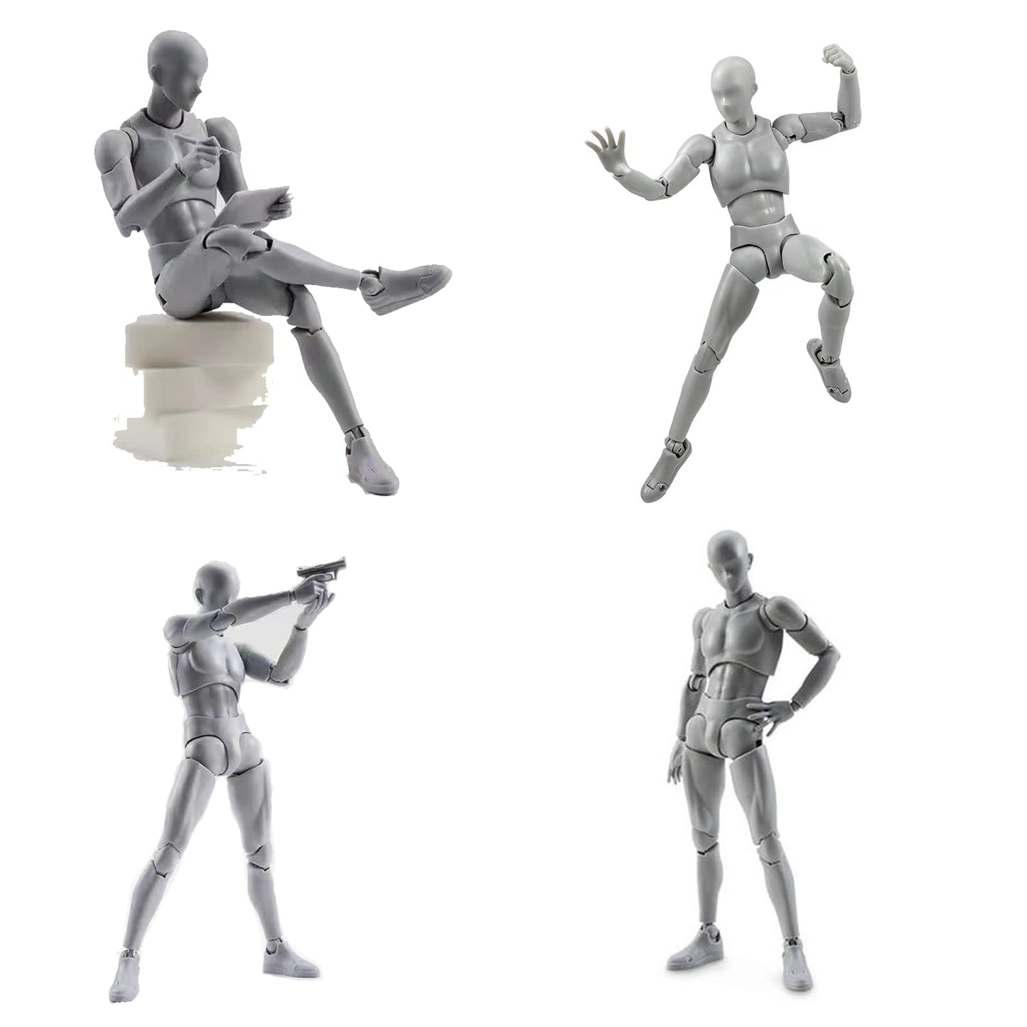 Gnallang Action Figures Pvc Model (Grey Color) With Box Drawing Figure Models For Artists(Male)