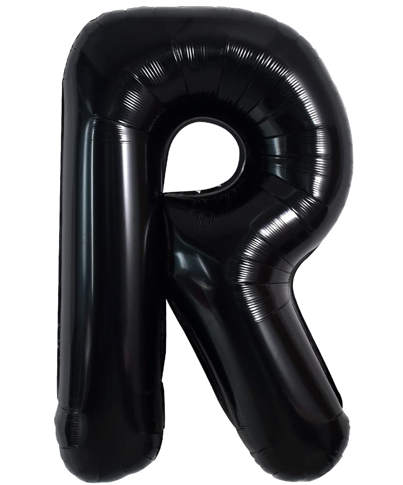 Toniful 40 Inch Large Black R Letter Balloons Jumbo Helium Balloons,Foil Mylar Big Alphabet Balloons For Birthday Party Annivers