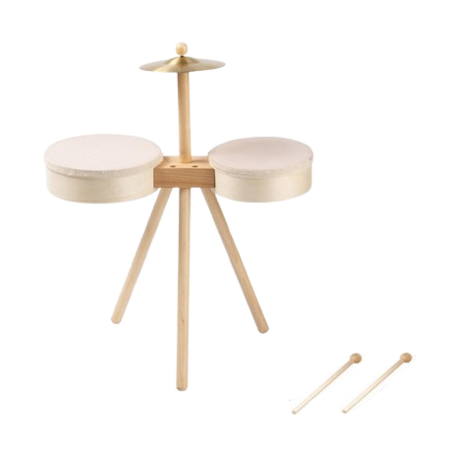 Merishopp Small Drum Set Music Practice Wooden Sensory Toys Educational Percussion Toy Without Pedal Drum | Sets & Kits | Drums 