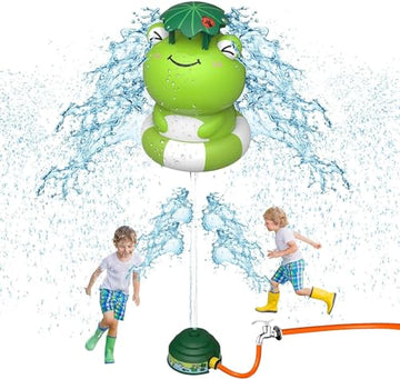 UXSIO Rocket Sprinkler for Kids, Outdoor Water Toys Rocket Launcher, Summer Activity for Boys & Girls Age 3 4 5 6 7 8, Green