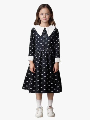 Yuegoo Black Costume Dress For Girls Halloween Costumes Cosplay Party Dress With Accessories 3-12Y (Black+White, 9-10 Years)